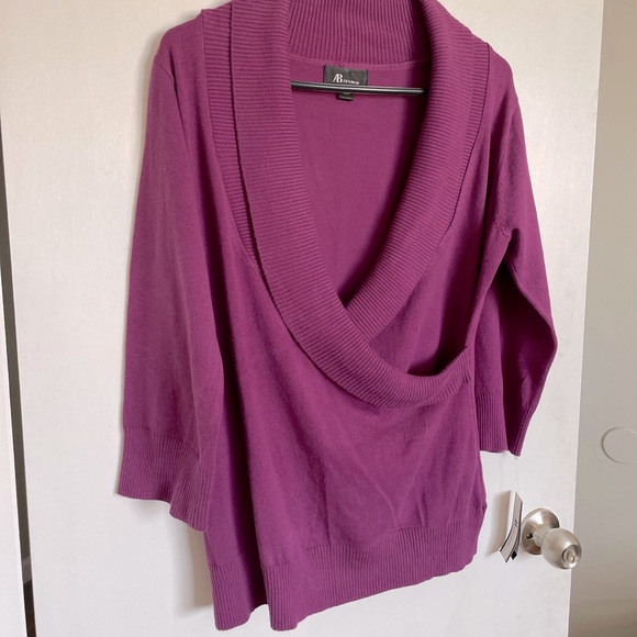 AB Studio V-Neck 3/4 Sweater - Size L - Picture 2 of 12